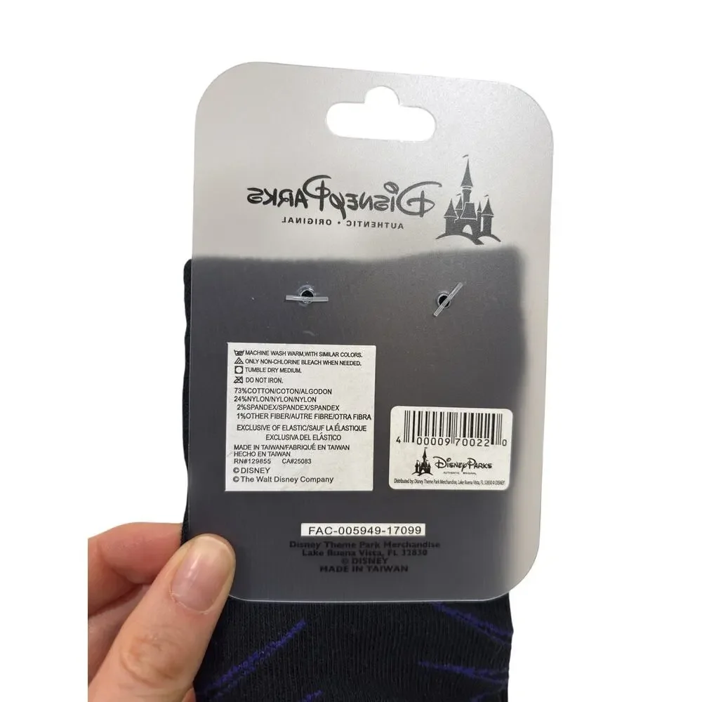 Disney Parks Crew Socks Adult One Size Black Maleficent Green Flame Graphic NWT